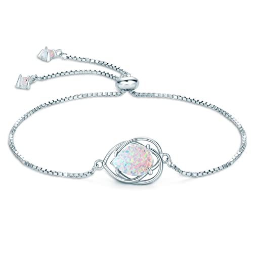 AINUOSHI Opal Armband Damen Silber 925 Verstellbares Armbänder Schmuck für Frauen Geburtstag Weihnachten Muttertag von AINUOSHI