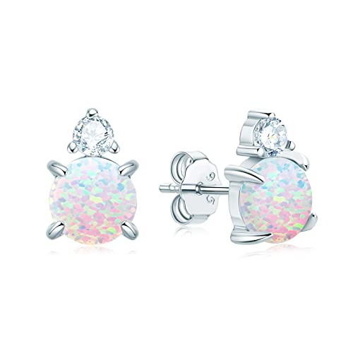 AINUOSHI Opal Ohrringe Silber 925 Runder Schnitt Opal Ohrstecker Schmuck Geschenke Modeschmuck Silberschmuck Für Frauen Mama von AINUOSHI