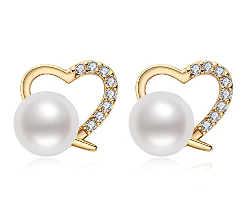 AINUOSHI Perlen Ohrstecker 14K Gold Gefüllt Süßwasser Zuchtperlen Herz Ohrstecker hypoallergen Perlenschmuck Geschenk für Frauen Mama Freundin Muttertag Geburtstag AINUOSHI Perlen Ohrstecker 14K Gold Gefüllt Süßwasser Zuchtperlen Herz Ohrstecker hypoallergen Perlenschmuck Geschenk für Frauen Mama Freundin Muttertag Geburtstag von AINUOSHI