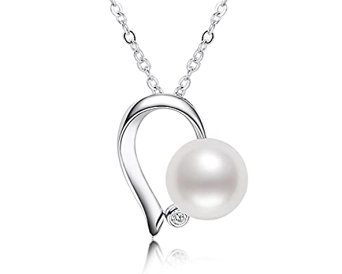 AINUOSHI Perlenkette Damen Halskette Mit Herz Anhänger 7.5-8mm Perlen Echte Süsswasserperlenkette Silberkette für Frauen Mama Weihnachten Geburtstagsgeschenk AINUOSHI Perlenkette Damen Halskette Mit Herz Anhänger 7.5-8mm Perlen Echte Süsswasserperlenkette Silberkette für Frauen Mama Weihnachten Geburtstagsgeschenk von AINUOSHI