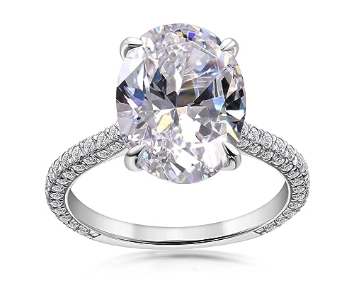 AINUOSHI Ring Damen 925 Sterling Silber Zirkon Ring, 5 Karat Ovaler Damen Ewige Verlobungsring, Jubiläum Hochzeitsschmuck Geschenk, 51 (16.2) von AINUOSHI