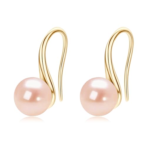 AINUOSHI Rosa Perle Ohrringe 14K Gold Gefüllt Süßwasser Zuchtperlen Ohrstecker Perlenohrringe Hängend Hypoallergen Perle Haken Ohrringe Schmuck für Frauen Mama Muttertag Geburtstag von AINUOSHI