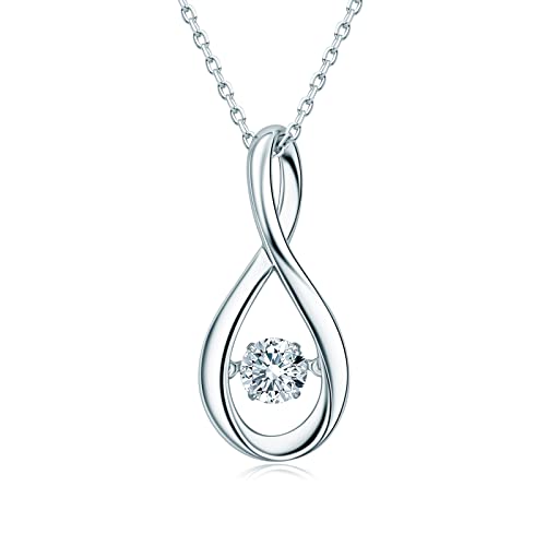 AINUOSHI Unendlichkeitszeichen Kette Damen 925 Sterling Silber Moissanite 0,5 CT Diamant Runder Tanzen Anhänger Halskette Schmuck Geschenk für Sie Frauen Freundin Geburtstag von AINUOSHI