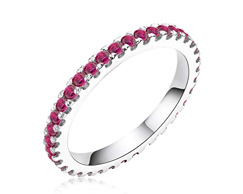 AINUOSHI Verlobungsring Runder Zirkonia 1,4 mm Rose Eternity Band Hochzeit 925 Sterling Silber Ring für Damen Herren von AINUOSHI