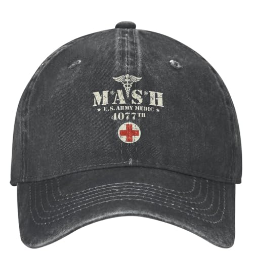 AIOGCAEX Unisex Mash 4077 US Army Medic 4077. M?nner Frauen Baseballkappe Distressed Denim Washed Caps Hut Outdoor Fit Sun Cap Geschenk von AIOGCAEX