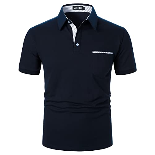 AIOIDI Baumwolle Herren Streifen Kurzarm Poloshirt Basic T-Shirt Tennis Golf Polo Blau XL AIOIDI Baumwolle Herren Streifen Kurzarm Poloshirt Basic T-Shirt Tennis Golf Polo Blau XL von AIOIDI