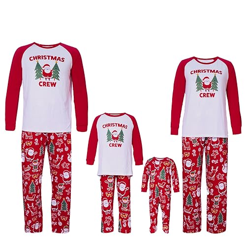 AIOIDI Unisex Passender Weihnachten Familie Schlafanzug Set Bedruckte Weihnachten Nachtwäsche Outfits Pyjamas für Jungen Mädchen Damen XL von AIOIDI