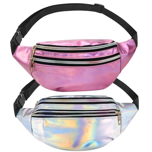 Bauchtasche Mode wasserdichte, Bauchtasche Damen, Gürteltasche für Damen Herren, Gürteltasche Fächer, Verstellbarer Gürteltasche Metallic Hüfttasche für Party Festival Sport Outdoor Reisen von AIOUHMYM