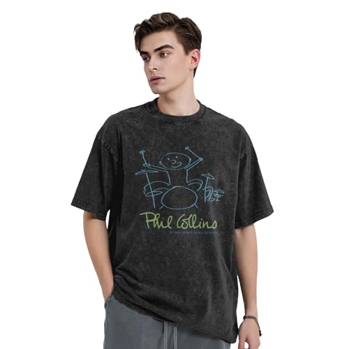 Unisex Phil Singer T-Shirt Retro Freizeit Shirts mit abgesetzten Schultern und kurzen Ärmeln gewaschenes Jeans Kurzarmoberteil Schwarz XX-Large Unisex Phil Singer T-Shirt Retro Freizeit Shirts mit abgesetzten Schultern und kurzen Ärmeln gewaschenes Jeans Kurzarmoberteil Schwarz XX-Large von AIPANTYLOY