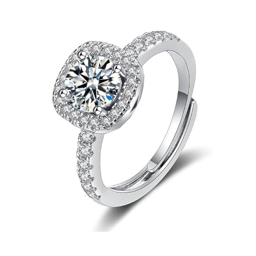 Damen Verlobungsring, 925 Sterling Silber Ringe für Damen, Zirkonia Verlobungsring, Quadratisches Solitär Promise Ring, Verstellbare Ring, für Annivery, Engagement, Party Schmuck für Frauen Damen Verlobungsring, 925 Sterling Silber Ringe für Damen, Zirkonia Verlobungsring, Quadratisches Solitär Promise Ring, Verstellbare Ring, für Annivery, Engagement, Party Schmuck für Frauen von AIPWEYT Store