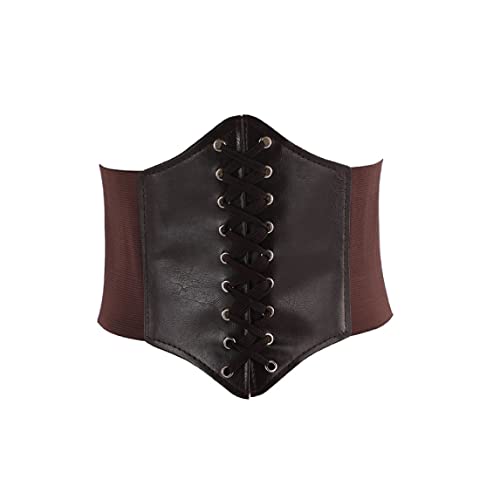 AIQPZ Frauen Tied Waspie Gürtel,Korsett gürtel braun,Breiter Korsett Elastische Taille Gürtel,Retro Gürtel Breiter für Damen, Korsett elastische Taille Gürtel für Halloween Party von AIQPZ