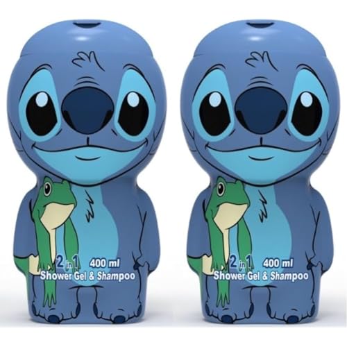 Stitch in 3D - 2in1 Duschgel und Shampoo, nach Karamell und Jasmin duftender Badespaß für Kinder (Packung mit 2) von AIR VAL INTERNATIONAL