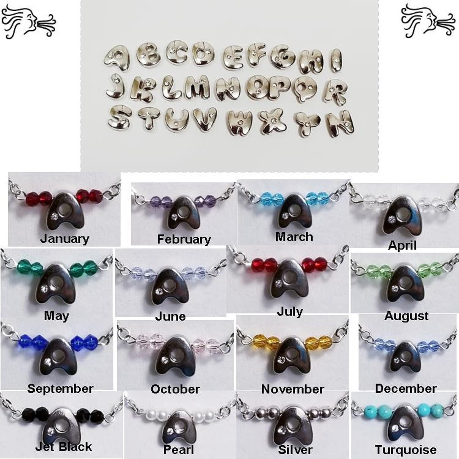 Frauen Initial Alphabet Birthstone Bar Silber Kette 16 Zoll Nwt von AIRARTSYACCESSORIES