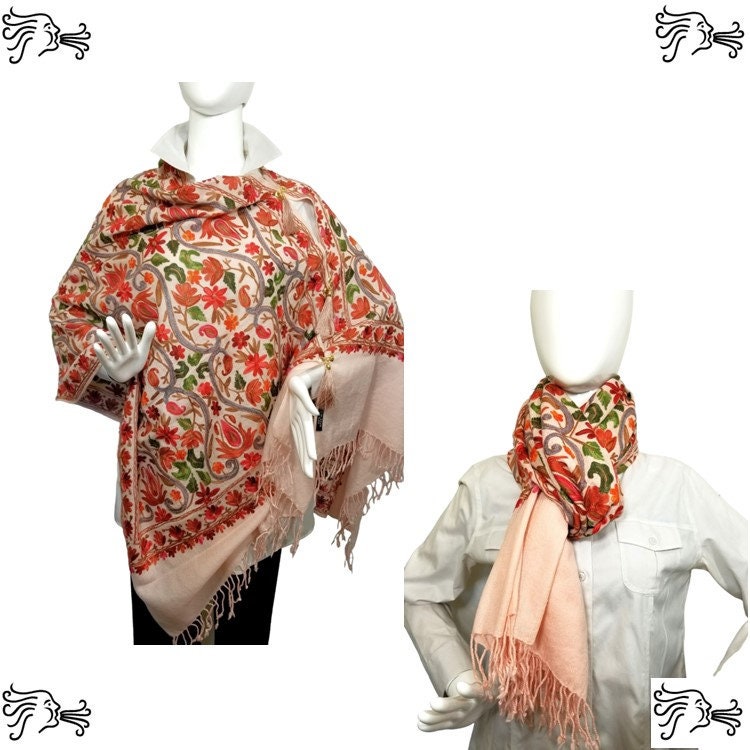 Pink Bestickter Kaschmir 100% Wolle 4-Wege-Ponchos Pashmina Schal Wrap Mit Quaste Akzent Pink Bestickter Kaschmir 100% Wolle 4-Wege-Ponchos Pashmina Schal Wrap Mit Quaste Akzent von AIRARTSYACCESSORIES