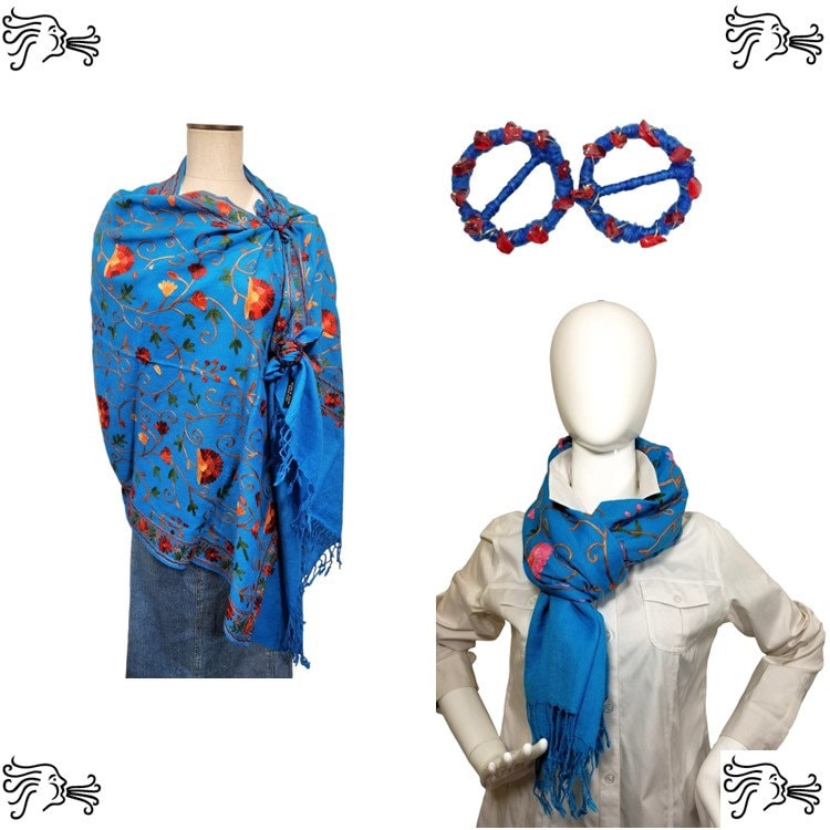 Türkis Blau Bestickt Kaschmir 100% Wolle 4-Wege-Ponchos Pashmina Schal Wickeln Türkis Blau Bestickt Kaschmir 100% Wolle 4-Wege-Ponchos Pashmina Schal Wickeln von AIRARTSYACCESSORIES