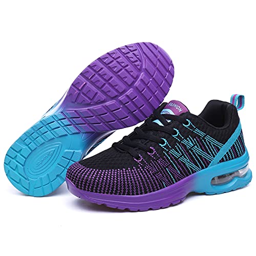 Laufschuhe Damen AIR Dämpfung Mode Turnschuhe für Damen Mädchen Running Schule Fitness Gym Sportschuhe Schnürsenkel Leichtgewicht Atmungsaktiv Sneaker, Lila Größe 35 EU-Innenseite 22,5cm von AIRAVATA