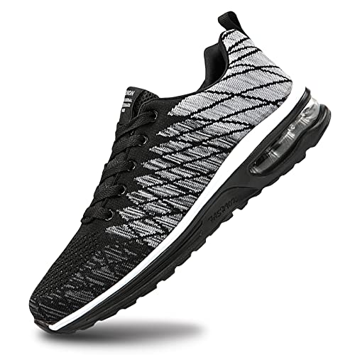 Laufschuhe Damen Herren Road Running Straßenlaufschuhe Jogging Fitness AIR Athletische Trail Freizeit Turnschuhe Leichtgewichts Luftkissenschuhe Sneaker Black 46 EU von AIRAVATA