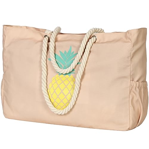 AIREE FAIREE Strandtasche - Ananas-Muster, Handyhülle, Flaschenöffner und Schlüsselhalter, strandtasche mit reißverschluss, strandtasche xxl von AIREE FAIREE