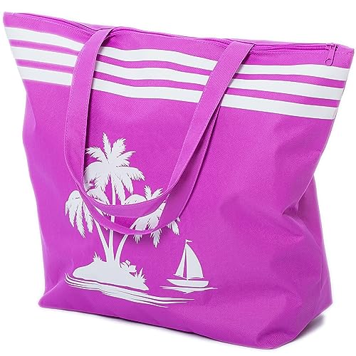 AIREE FAIREE Strandtasche - Große Tote Strandtasche mit Reißverschluss und Palmenmuster - Wasserdichte Strandtasche - Strandtaschen für Frauen - Strandtasche Damen - strandtasche groß von AIREE FAIREE