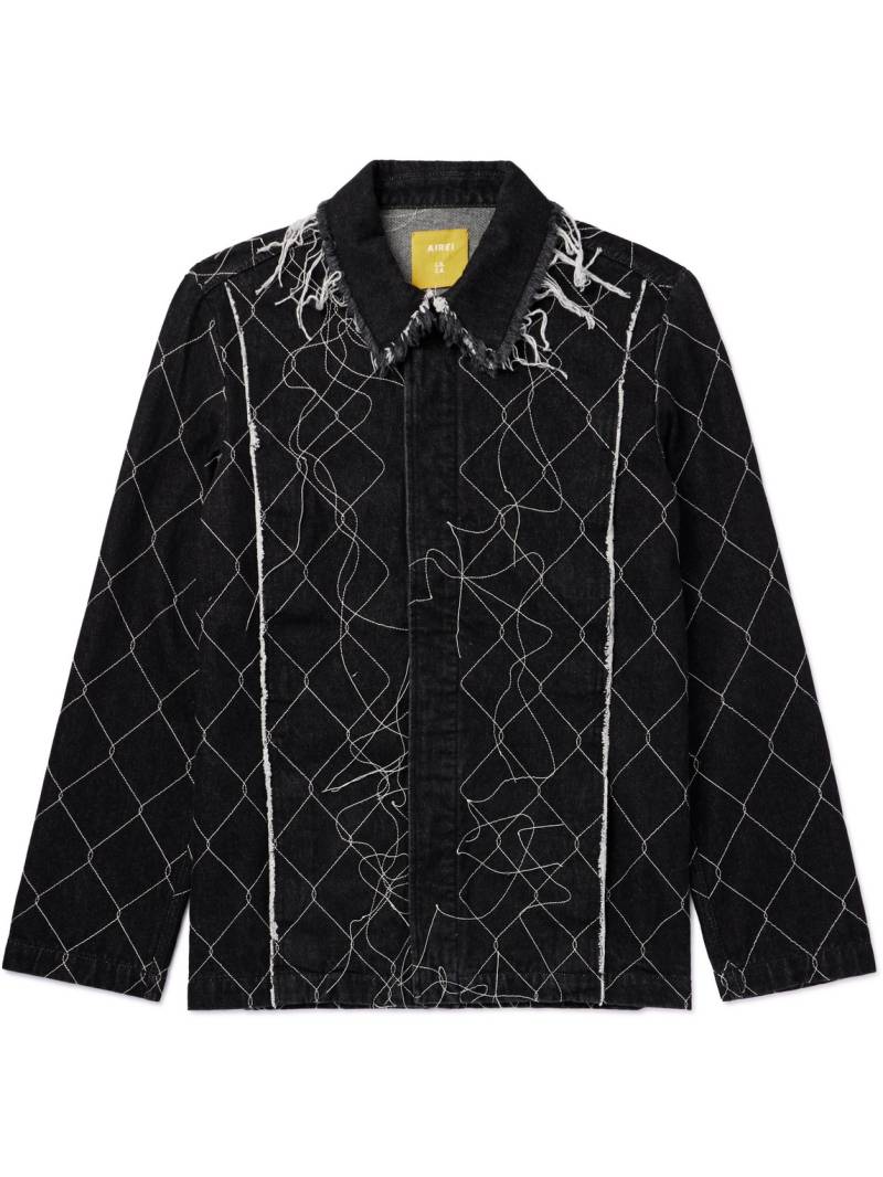 AIREI - Embroidered Organic Denim Jacket - Men - Black - XL von AIREI