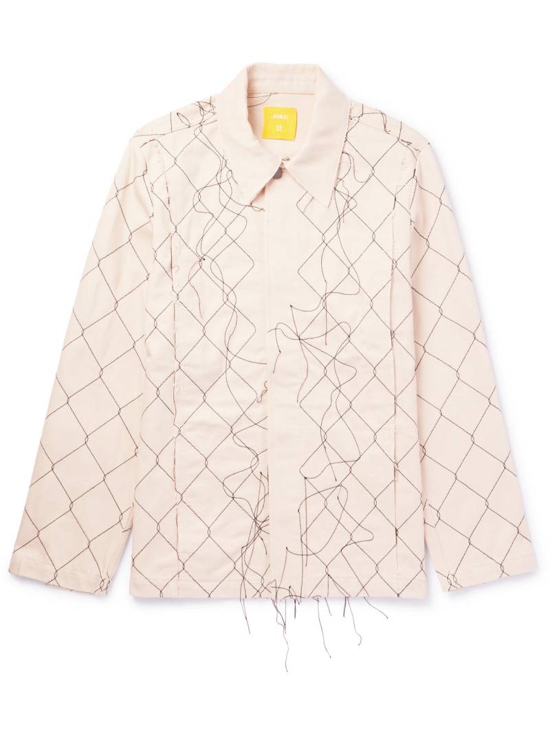 AIREI - Embroidered Organic Denim Jacket - Men - Neutrals - M von AIREI