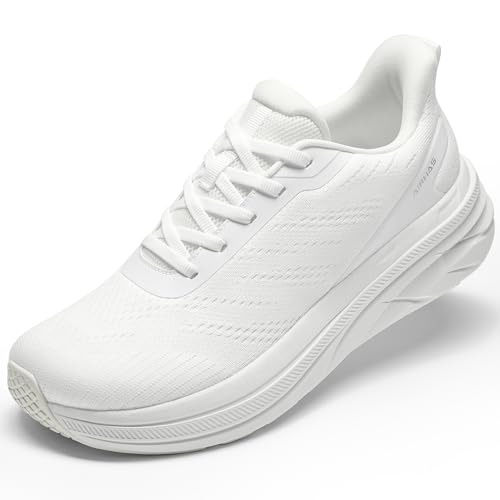 AIRHAS Damen-Laufschuhe mit breiter Tox-Box, zum Reinschlüpfen, leichte Freizeit-Sneaker, Weiss/opulenter Garten, 39.5 EU Weit von AIRHAS