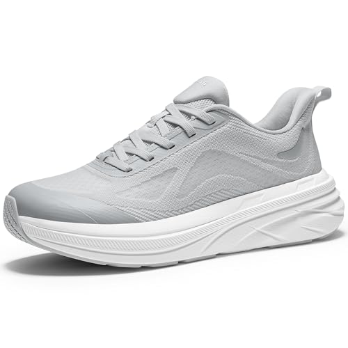 AIRHAS Damen-Laufschuhe mit breiter Zehenbox, bequeme Wanderschuhe für Damen, atmungsaktive Sneaker, Hellgrau, 38 EU Weit von AIRHAS