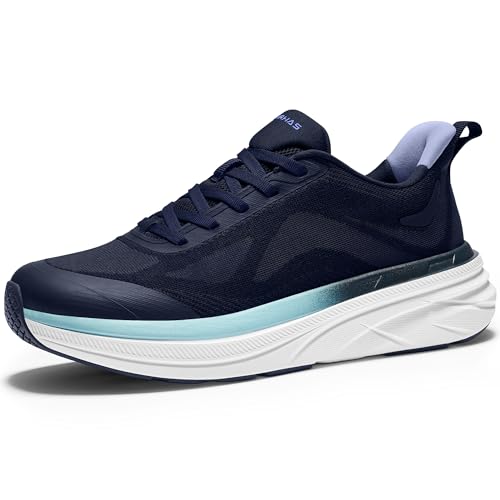 AIRHAS Damen-Laufschuhe mit breiter Zehenbox, bequeme Wanderschuhe für Damen, atmungsaktive Sneaker, Marineblau, 38 EU Weit von AIRHAS