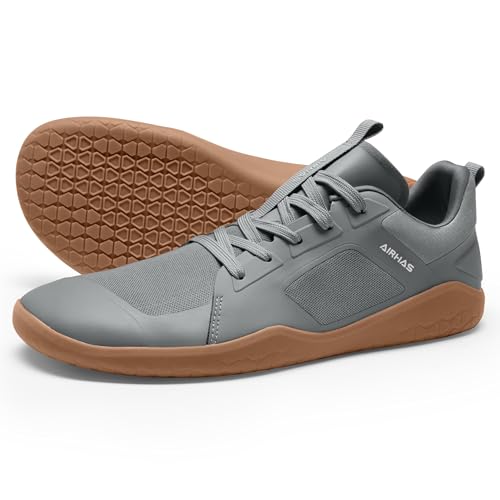 AIRHAS Herren Barfußschuhe Zero Drop Workout Minimalistische Gym Schuhe für Männer Kreuzheben Cross-Training Sneakers, Dunkelgrau/Gum, 43 EU von AIRHAS