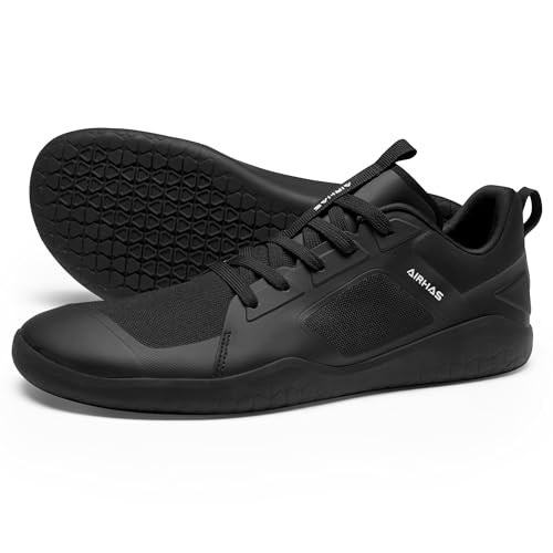 AIRHAS Herren Barfußschuhe Zero Drop Workout Minimalistische Gym Schuhe für Männer Kreuzheben Cross-Training Sneakers, Schwarz, 48 EU von AIRHAS