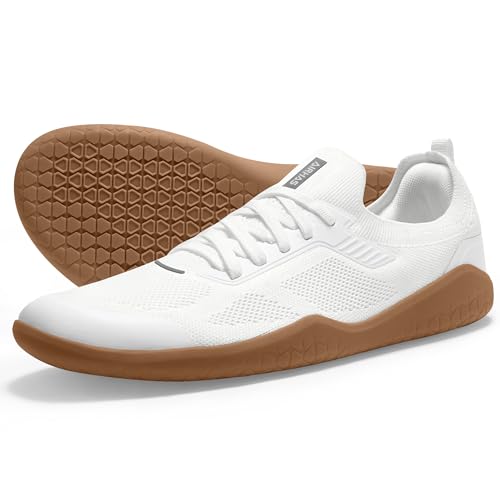 AIRHAS Minimalistische Barfußschuhe für Damen, Null-Tropfen-Walking-Sneaker für Damen, leichte Freizeitschuhe, Weiß/Gum, 41.5 EU AIRHAS Minimalistische Barfußschuhe für Damen, Null-Tropfen-Walking-Sneaker für Damen, leichte Freizeitschuhe, Weiß/Gum, 41.5 EU von AIRHAS