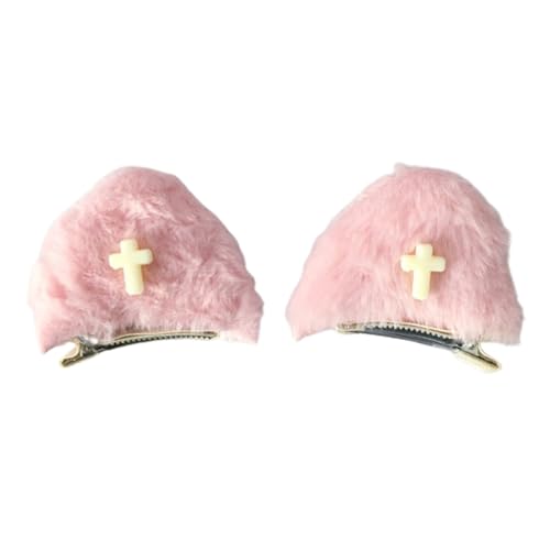 1 Paar Haarspange Plüsch-Katzenohr-Form Haarnadel mit Harz-Aufklebern, Karneval, Pferdeschwanz, Haarnadeln für Mädchen und Kinder von AIRHSKWI