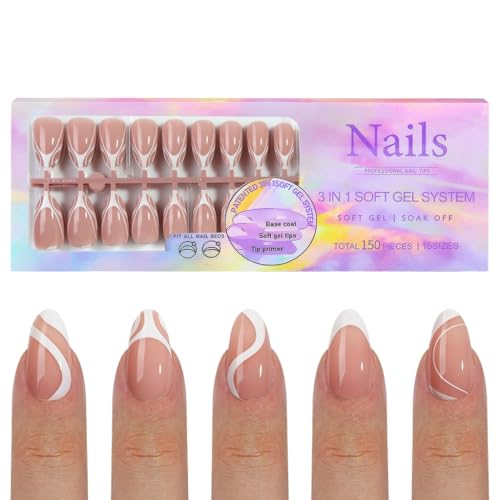 150 Stück auf Nägeln, Kunstspitzen, abnehmbar, nahtlos, entfernbar, nahtlos, Maniküre-Tipps für Frauen von AIRHSKWI