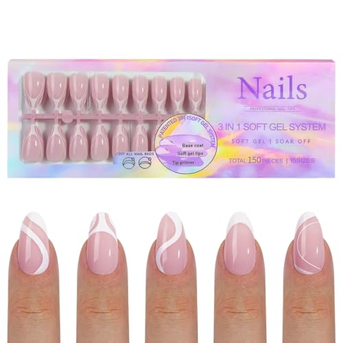 150 Stück auf Nägeln, Kunstspitzen, abnehmbar, nahtlos, entfernbar, nahtlos, Maniküre-Tipps für Frauen von AIRHSKWI