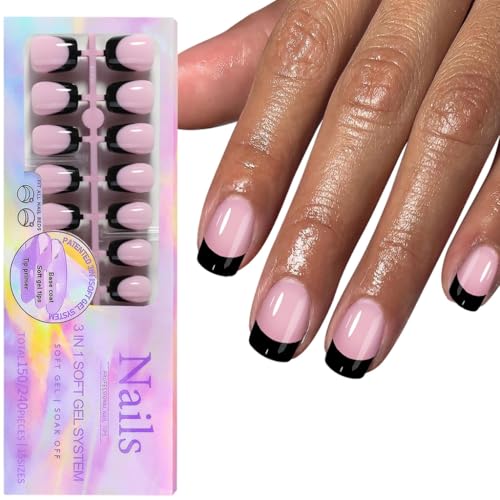 150 Stück kurze Sarg-Nägel zum Aufdrücken auf Acrylnägel, Kunstzubehör, künstliche Nägel in 15 Größen für Frauen von AIRHSKWI