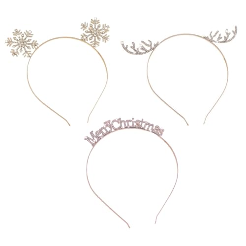3 x Strasssteine, Weihnachts-Rentier-Haarreifen, Party-Requisiten, schimmerndes Stirnband, Festival-Zubehör für Partys und Bühnenshows von AIRHSKWI