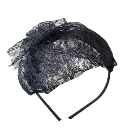 Ästhetisches Spitzen-Stirnband mit Schleife, für Damen und Mädchen, französischer Haarreif, Fascinator, Haarreifen für Abendkleider, Haarstyling von AIRHSKWI