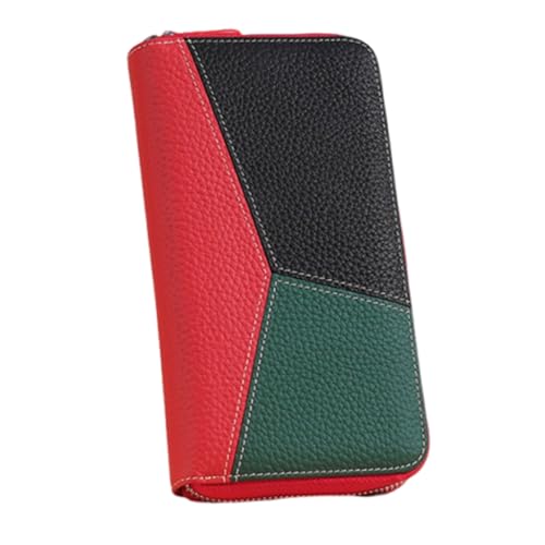 AIRHSKWI Blockierende, sichere lange Ledergeldbörse für Damen, Kartenetui, Aufbewahrung, organisiert mit Kartenfächern und geräumigen Fächern, rot von AIRHSKWI