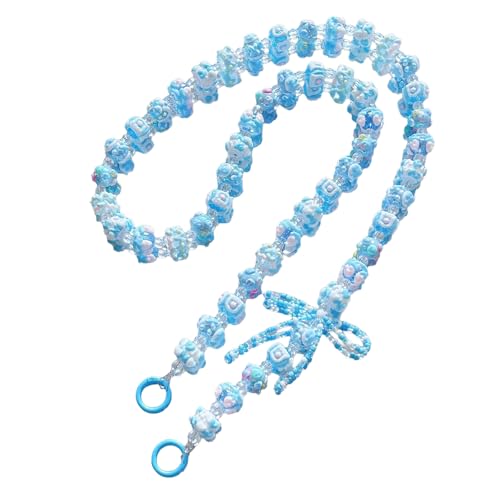 AIRHSKWI Handbemalter Handy-Anhänger mit 3D-Perlen, verstellbare Handgelenkschlaufe für Damen und Mädchen, stilvolle Umhängetasche, Kettenzubehör, Acryl von AIRHSKWI