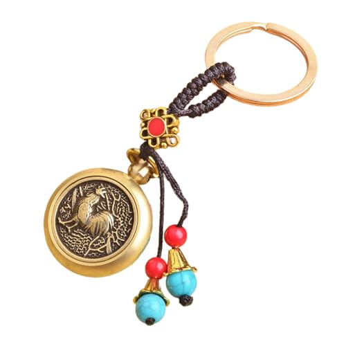 AIRHSKWI Handgefertigter Schlüsselanhänger mit Tiermuster, Messing-Textur, geeignet für Wohlstand und Frieden, Heimdekoration, Messing von AIRHSKWI