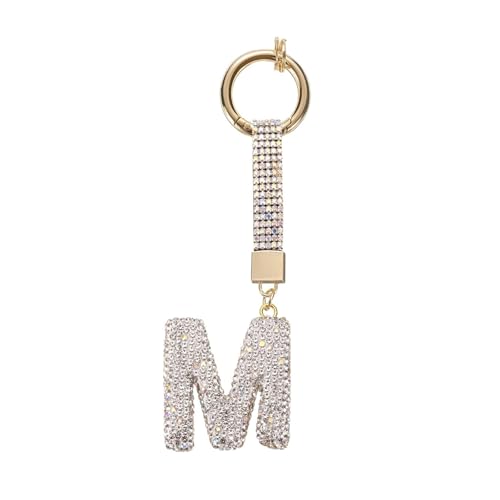 AIRHSKWI Individueller Buchstaben-Schlüsselanhänger mit funkelnden Strasssteinen, robuste Legierung, Schmuck-Accessoire für den modischen täglichen Gebrauch, Metalllegierung von AIRHSKWI