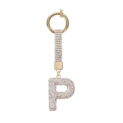 AIRHSKWI Individueller Buchstaben-Schlüsselanhänger mit funkelnden Strasssteinen, robuste Legierung, Schmuck-Accessoire für den modischen täglichen Gebrauch, Metalllegierung von AIRHSKWI