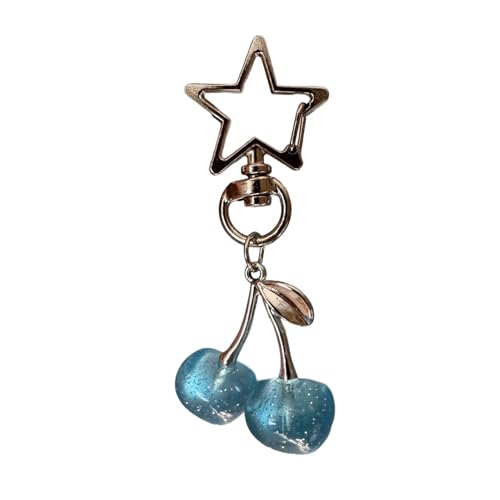 AIRHSKWI Kirschen Schlüsselanhänger Zubehör Modische Fruchtform Schlüsselanhänger Handgefertigt Auto Schlüsselhalter Tasche Dekoration für Frauen und Mädchen, silver button, Metalllegierung von AIRHSKWI