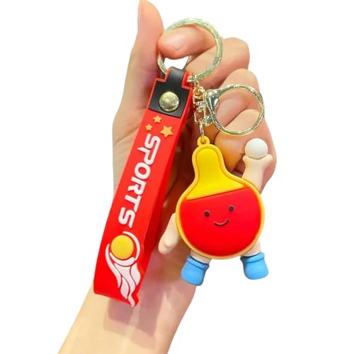 AIRHSKWI Kreativer Cartoon-Badminton-/Fußball-/Tischtennis-/Tennis-/Basketball-/Volleyball-Schlüsselanhänger, Rucksack oder Auto-Dekoration, Gemischte Materialien von AIRHSKWI