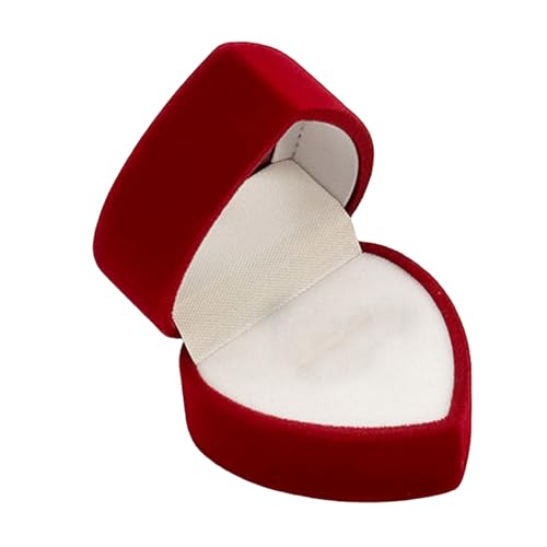 AIRHSKWI Modische romantische Herzform Beflockung Ringe Fall Hochzeit Antrag Schmuck Geschenk-Box Aufbewahrung Organizer von AIRHSKWI