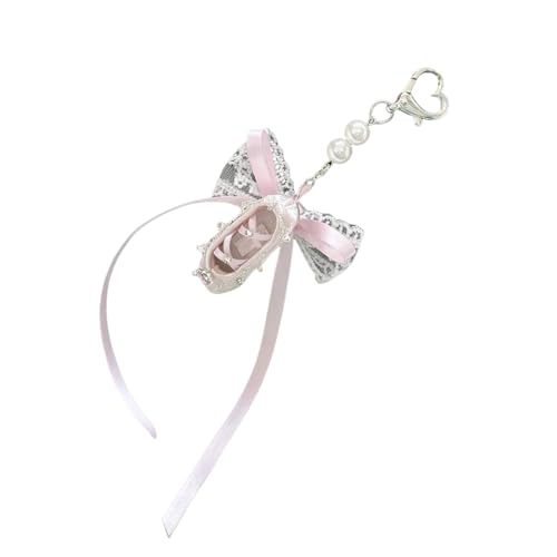 AIRHSKWI Modischer Ballettschuh-Schlüsselanhänger mit Perlenband-Designs, schönes und stilvolles Accessoire, tragbar für Mädchen, Spitze von AIRHSKWI