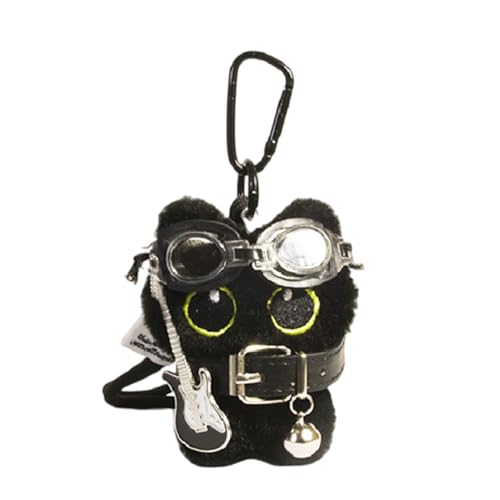 AIRHSKWI Schöner schwarzer Katzen-Plüsch-Schlüsselanhänger, bezauberndes Tier, Münzbörse, Accessoire, einzigartiger Anhänger zum Aufhängen für Frauen und Studenten, Plüsch von AIRHSKWI