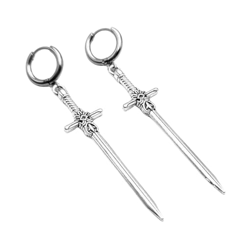 Einzigartige Legierung Schwerter Anhänger Ohrringe handgefertigt Kruzifix Dolche Ohrhaken Partyschmuck Alltagskleidung Ohrzubehör, Metall Einzigartige Legierung Schwerter Anhänger Ohrringe handgefertigt Kruzifix Dolche Ohrhaken Partyschmuck Alltagskleidung Ohrzubehör, Metall von AIRHSKWI