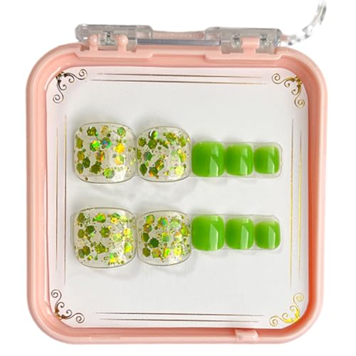 French Tip Press on Toenails Eye Catching Short Square False Toe Nails Toenails Press on Nails for Women Girls von AIRHSKWI