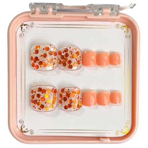 French Tip Press on Toenails Eye Catching Short Square False Toe Nails Toenails Press on Nails for Women Girls von AIRHSKWI